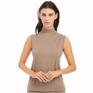 ALEX & PARKER WOMEN SIZE XL BEIGE SHIMMER SLEEVELESS MOCK NECK NWT